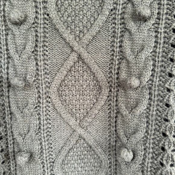 J. Crew Ezra Cable Knit Pom-Pom Crewneck Sweater Boho Grandpa Army Green S - Picture 7 of 15